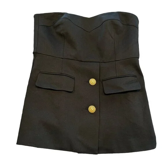Tuckernuck NEW Black Noir Marnie Strapless Preppy Top Size Small - Picture 7 of 8